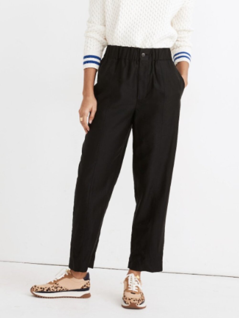 Madewell Tapered Huston Pull-On Crop Pants True Black Women Medium MC989